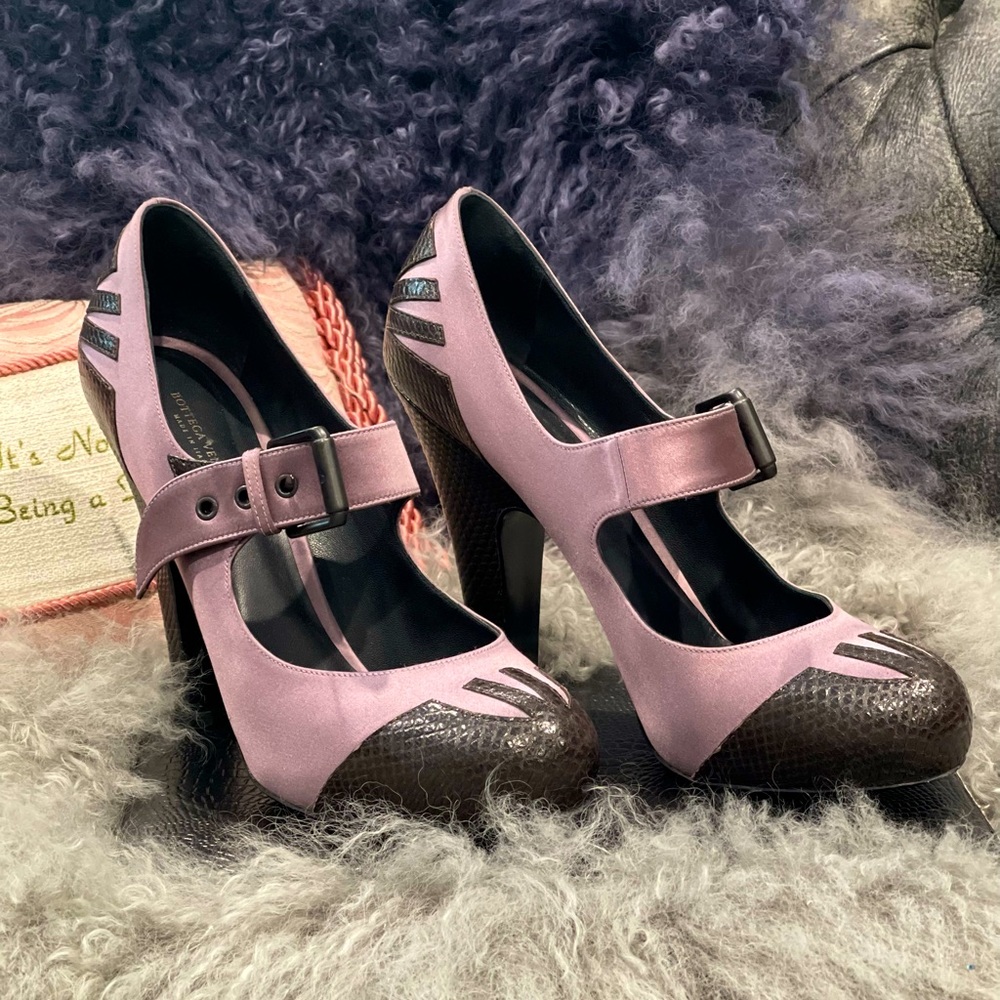 Purple and Black Bottega Veneta Heels